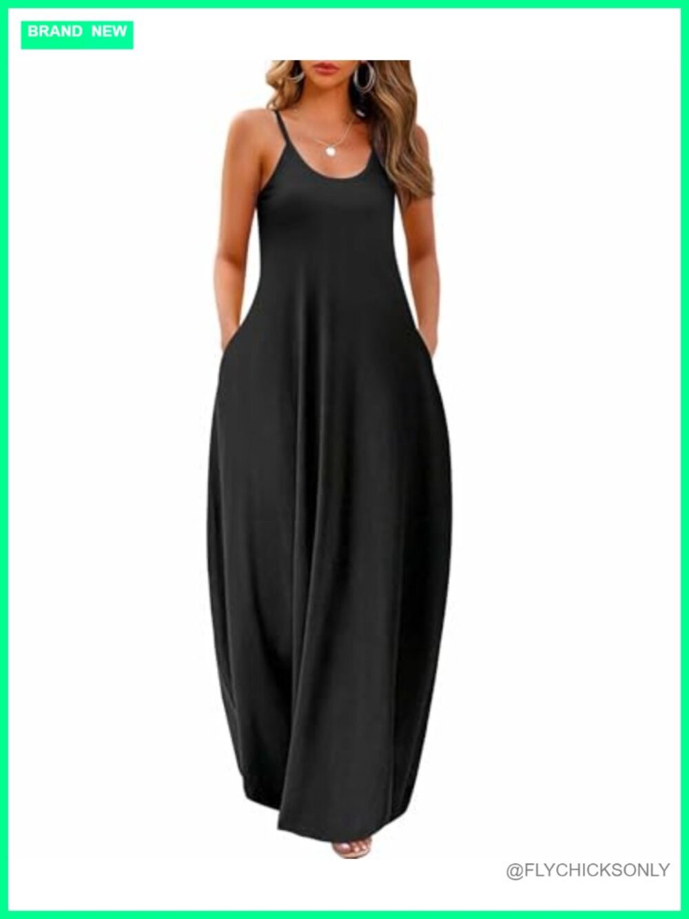 Womens Maxi Dress with Pockets Adjustable Strap Loose Plus Size Summer
